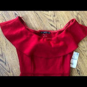 NWT Zara Bodicon Midi Off-Shoulder Sexy Red Dress